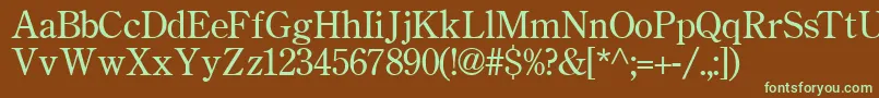 フォントCtry – 緑色の文字が茶色の背景にあります。