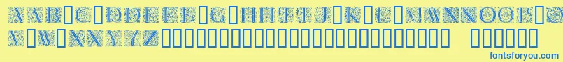 Florl-Schriftart – Blaue Schriften auf gelbem Hintergrund