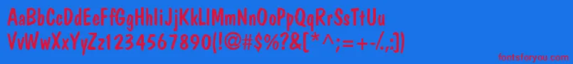Jargonssk-Schriftart – Rote Schriften auf blauem Hintergrund