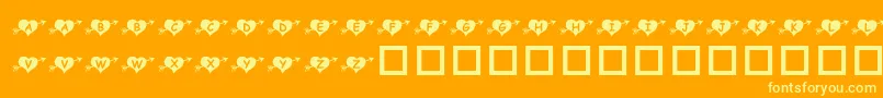 Weitere Informationen zur KrArrowHeart-Schriftart KrArrowHeart-Schriftart – Gelbe Schriften auf orangefarbenem Hintergrund