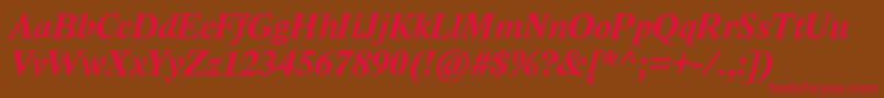 フォントLidoStfBoldItalic – 赤い文字が茶色の背景にあります。
