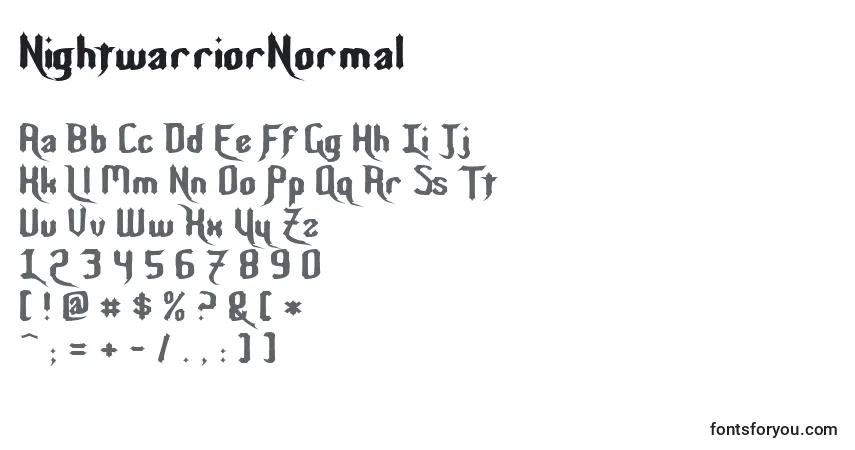 Шрифт NightwarriorNormal – алфавит, цифры, специальные символы