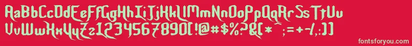 NightwarriorNormal Font – Green Fonts on Red Background