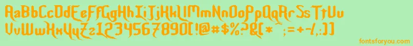 NightwarriorNormal Font – Orange Fonts on Green Background