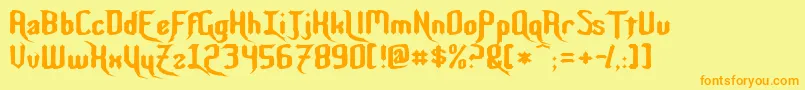 NightwarriorNormal Font – Orange Fonts on Yellow Background