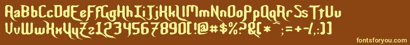 NightwarriorNormal Font – Yellow Fonts on Brown Background