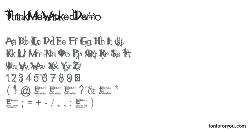 Шрифт ThinkMeWickedDemo – алфавит, цифры, специальные символы