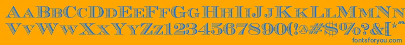 Ecuyerr0902-fontti – siniset fontit oranssilla taustalla