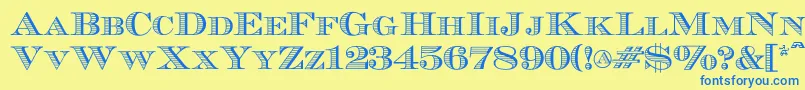 Ecuyerr0902 Font – Blue Fonts on Yellow Background