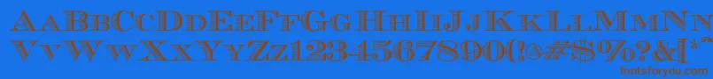 フォントEcuyerr0902 – 茶色の文字が青い背景にあります。