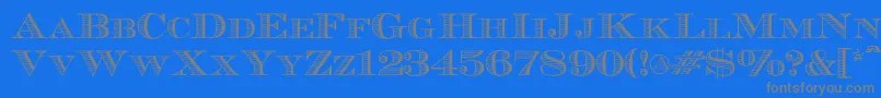 Ecuyerr0902-fontti – harmaat kirjasimet sinisellä taustalla