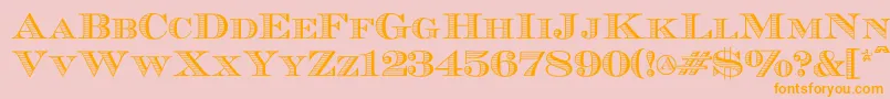 フォントEcuyerr0902 – オレンジの文字がピンクの背景にあります。