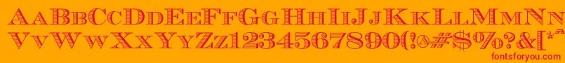 Ecuyerr0902-fontti – punaiset fontit oranssilla taustalla