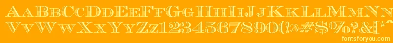 Ecuyerr0902-Schriftart – Gelbe Schriften auf orangefarbenem Hintergrund