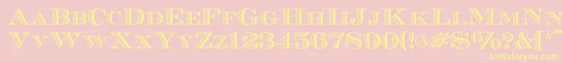 Ecuyerr0902-fontti – keltaiset fontit vaaleanpunaisella taustalla