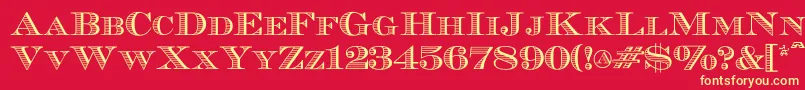 Ecuyerr0902-fontti – keltaiset fontit punaisella taustalla