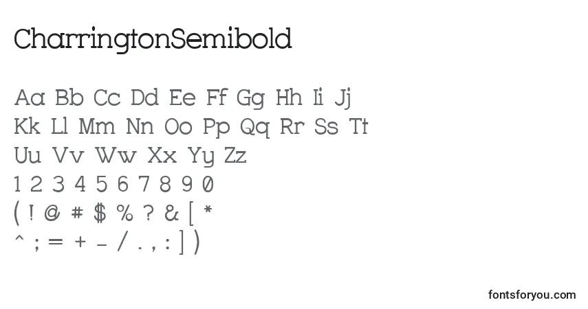 Czcionka CharringtonSemibold – alfabet, cyfry, specjalne znaki