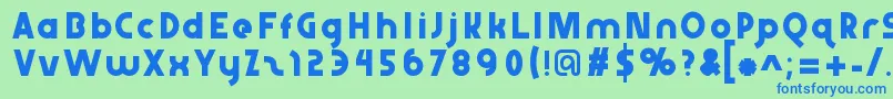 フォントAbraxeousthin – 青い文字は緑の背景です。