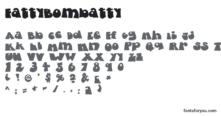 Schriftart FattyBombatty – Alphabet, Zahlen, spezielle Symbole