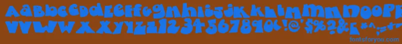 フォントFattyBombatty – 茶色の背景に青い文字