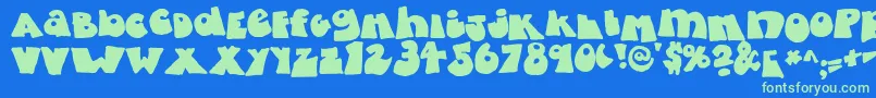 FattyBombatty Font – Green Fonts on Blue Background