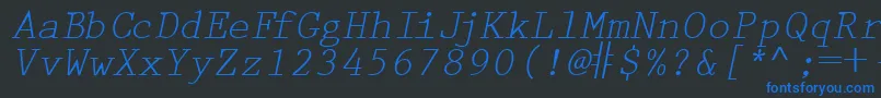 PrestigetwoRegularitalic Font – Blue Fonts on Black Background