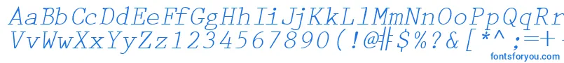 フォントPrestigetwoRegularitalic – 白い背景に青い文字