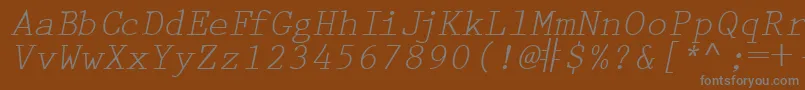 フォントPrestigetwoRegularitalic – 茶色の背景に灰色の文字