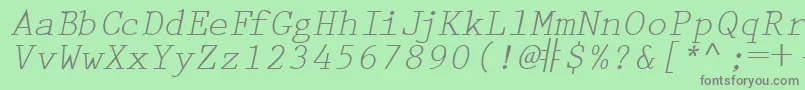 PrestigetwoRegularitalic Font – Gray Fonts on Green Background