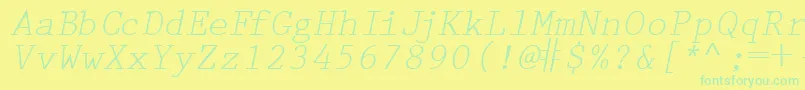 Шрифт PrestigetwoRegularitalic – зелёные шрифты на жёлтом фоне