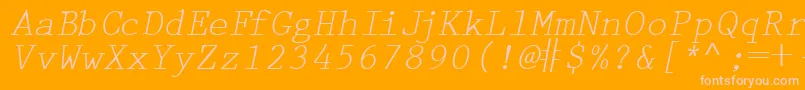 PrestigetwoRegularitalic-Schriftart – Rosa Schriften auf orangefarbenem Hintergrund