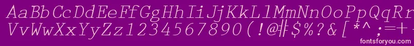 PrestigetwoRegularitalic-fontti – vaaleanpunaiset fontit violetilla taustalla