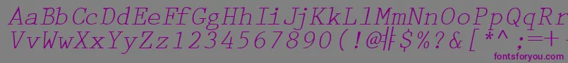 PrestigetwoRegularitalic-fontti – violetit fontit harmaalla taustalla