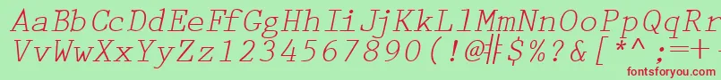 PrestigetwoRegularitalic Font – Red Fonts on Green Background