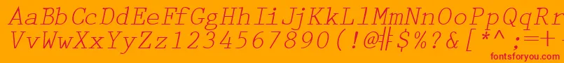 フォントPrestigetwoRegularitalic – オレンジの背景に赤い文字