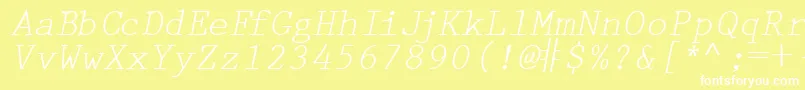 フォントPrestigetwoRegularitalic – 黄色い背景に白い文字