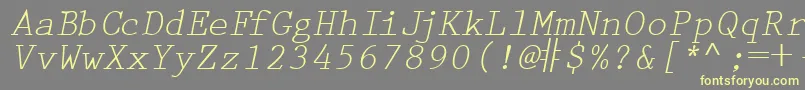 PrestigetwoRegularitalic-fontti – keltaiset fontit harmaalla taustalla