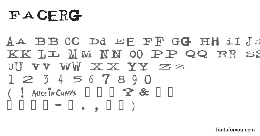 Facerg Font – alphabet, numbers, special characters