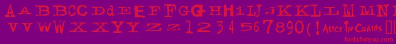 Facerg-Schriftart – Rote Schriften auf violettem Hintergrund