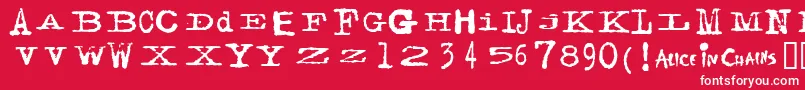 Facerg-Schriftart – Weiße Schriften auf rotem Hintergrund