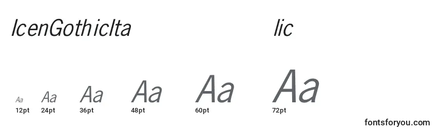 Размеры шрифта IcenGothicItalic