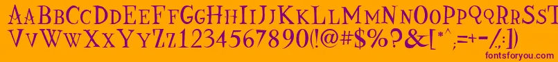 Nine-Schriftart – Violette Schriften auf orangefarbenem Hintergrund