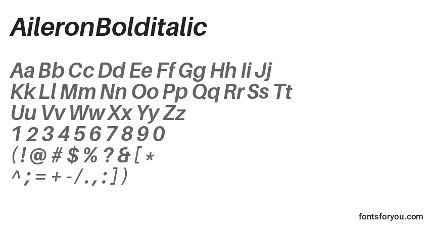 Fuente AileronBolditalic - alfabeto, números, caracteres especiales