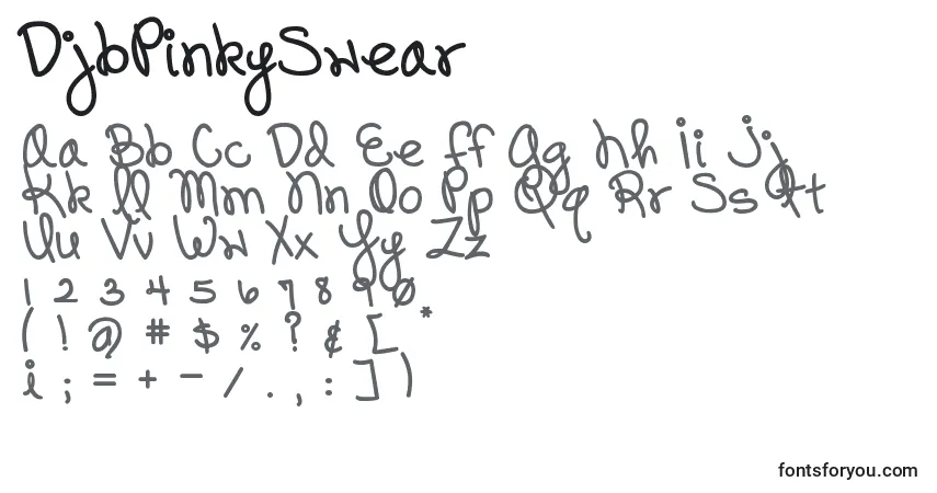 DjbPinkySwear Font – alphabet, numbers, special characters