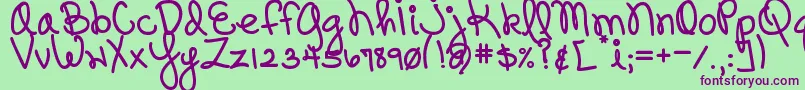 DjbPinkySwear Font – Purple Fonts on Green Background