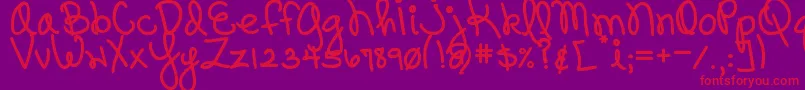 DjbPinkySwear Font – Red Fonts on Purple Background