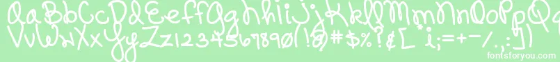 Шрифт DjbPinkySwear – белые шрифты на зелёном фоне
