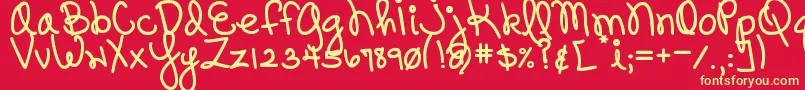 DjbPinkySwear Font – Yellow Fonts on Red Background