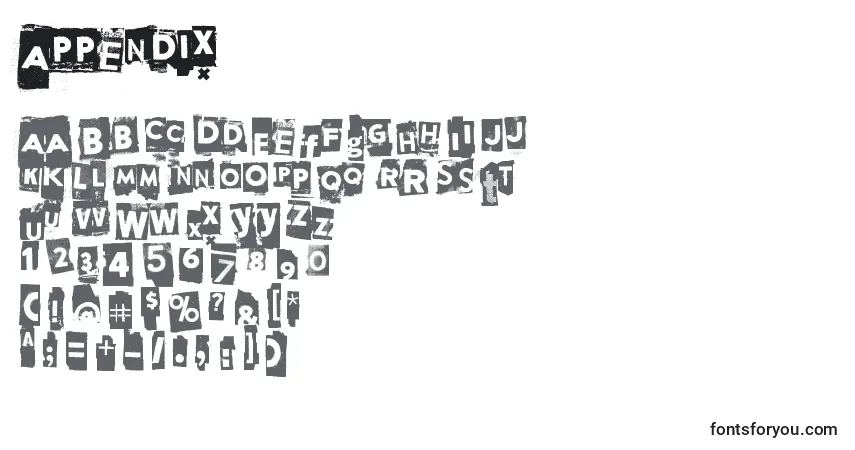 Шрифт Appendix – алфавит, цифры, специальные символы