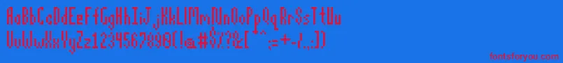 Czcionka Pixelatus – czerwone czcionki na niebieskim tle